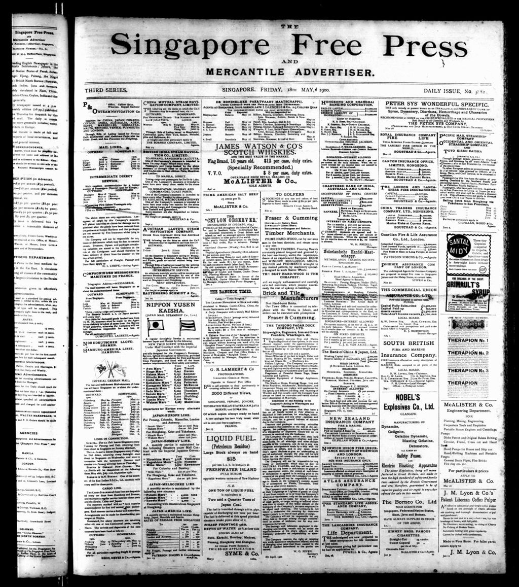 Miniature of Singapore Free Press and Mercantile Advertiser 18 May 1900