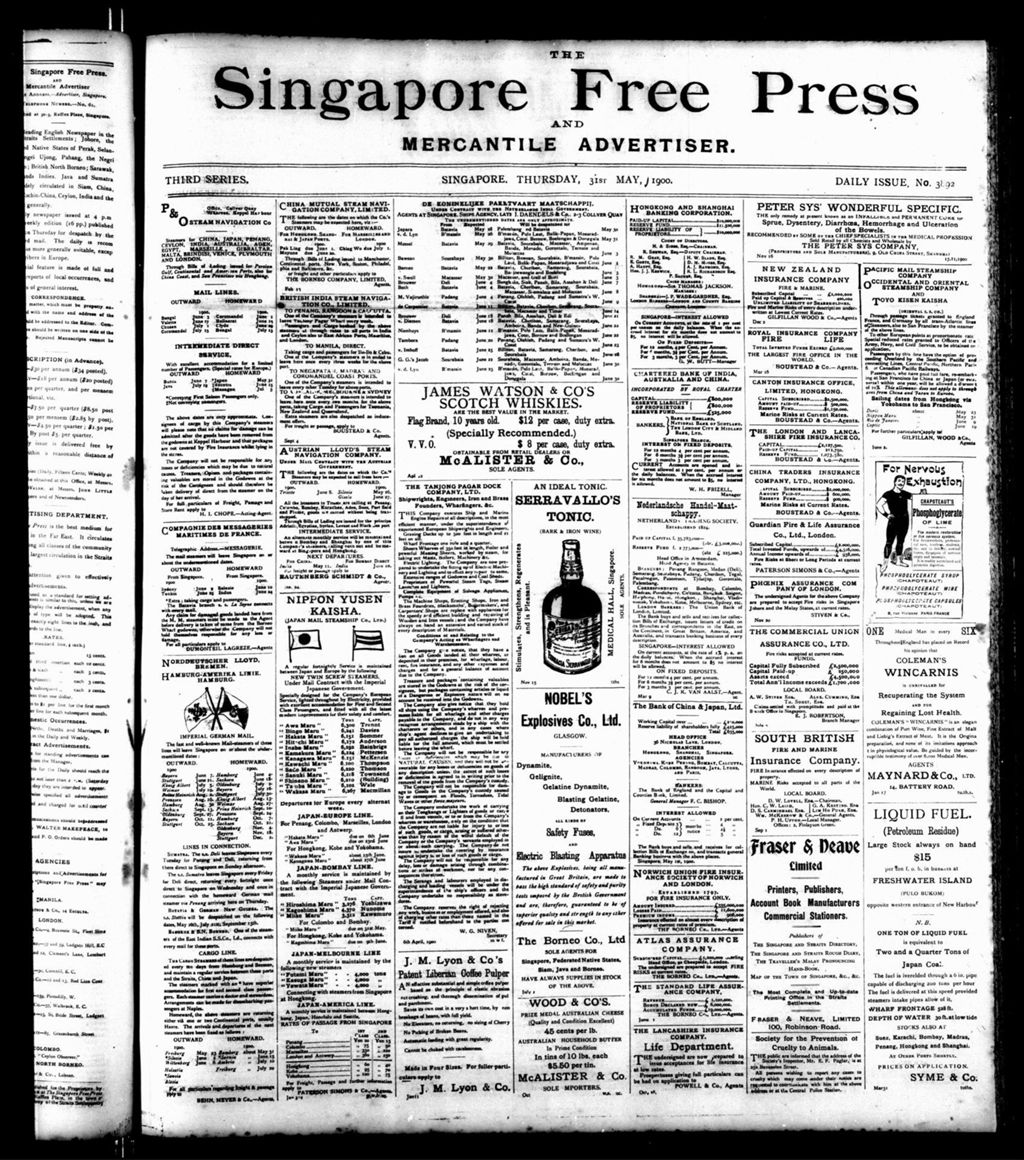 Miniature of Singapore Free Press and Mercantile Advertiser 31 May 1900