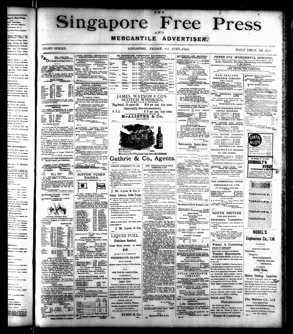 Miniature of Singapore Free Press and Mercantile Advertiser 08 June 1900