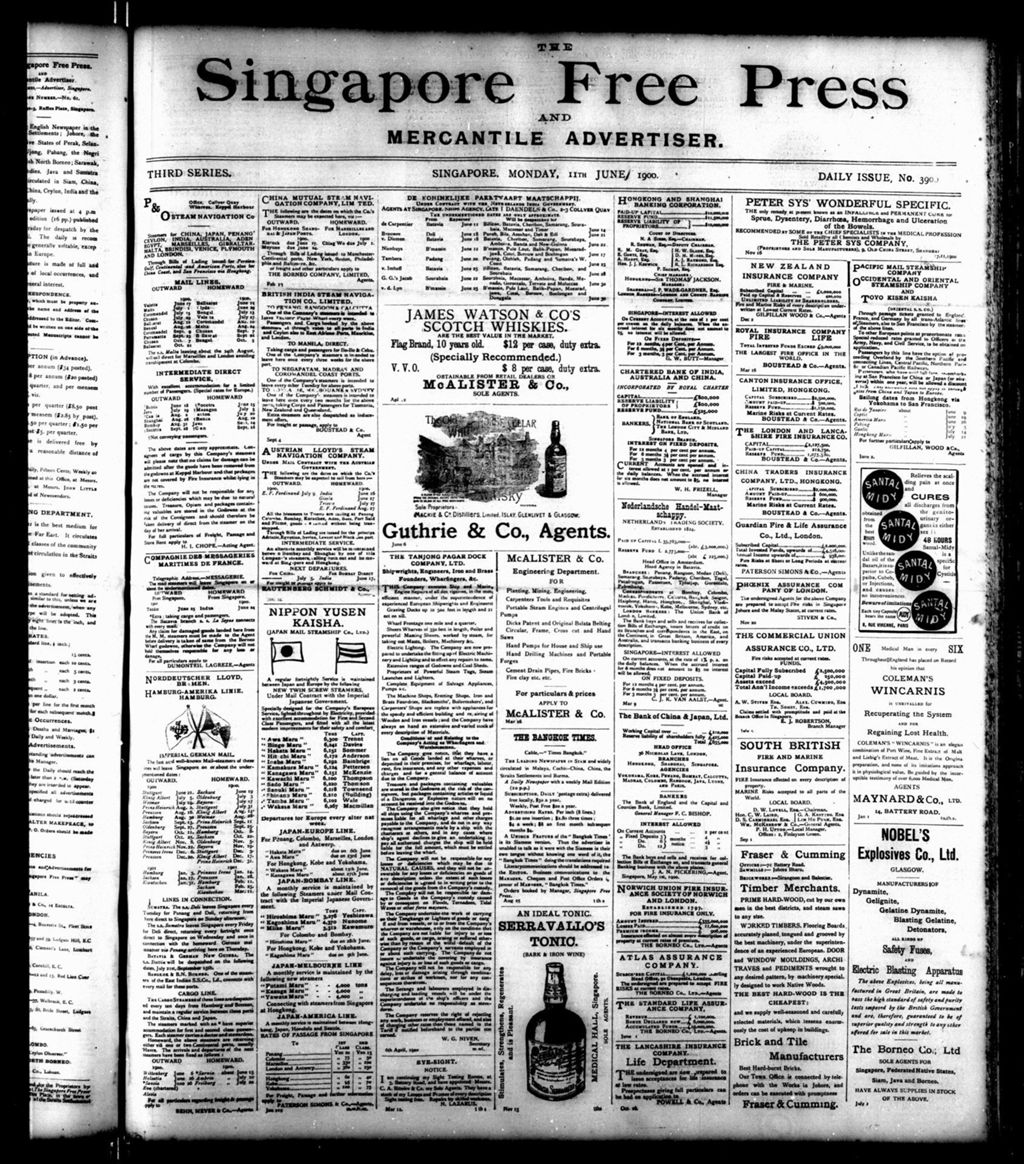 Miniature of Singapore Free Press and Mercantile Advertiser 11 June 1900