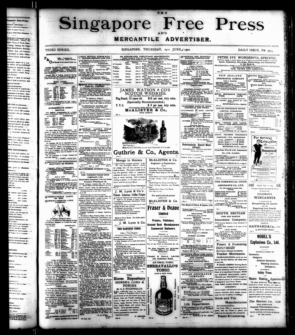 Miniature of Singapore Free Press and Mercantile Advertiser 14 June 1900