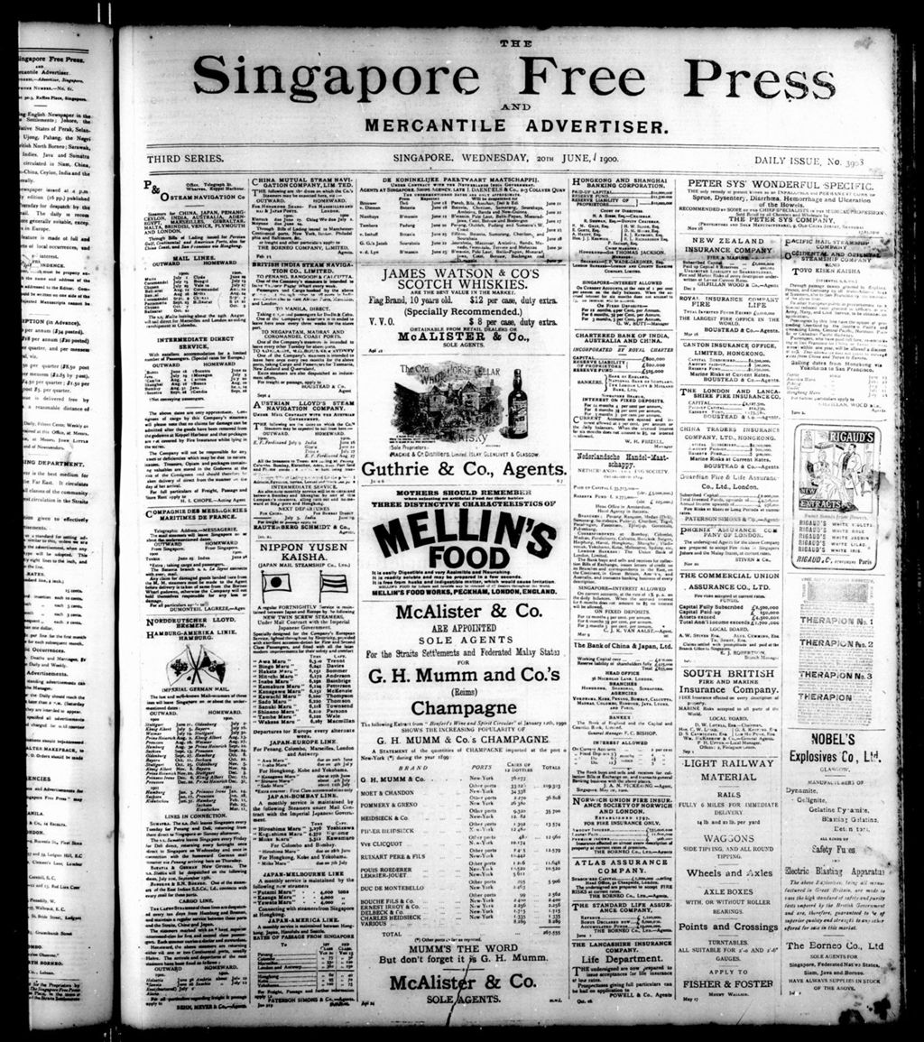 Miniature of Singapore Free Press and Mercantile Advertiser 20 June 1900