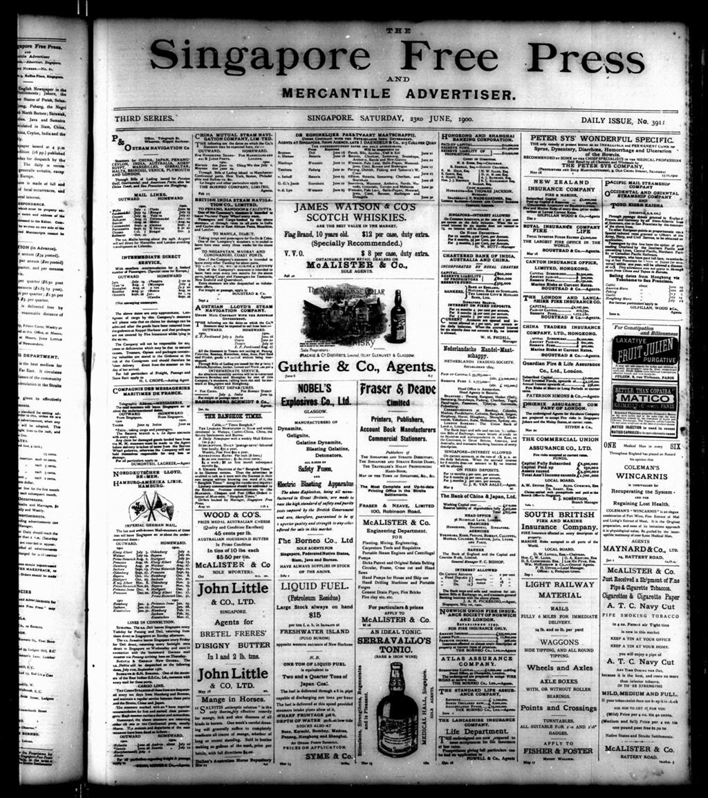 Miniature of Singapore Free Press and Mercantile Advertiser 23 June 1900