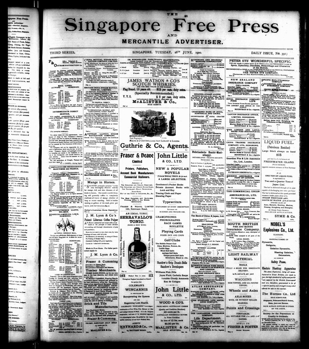 Miniature of Singapore Free Press and Mercantile Advertiser 26 June 1900