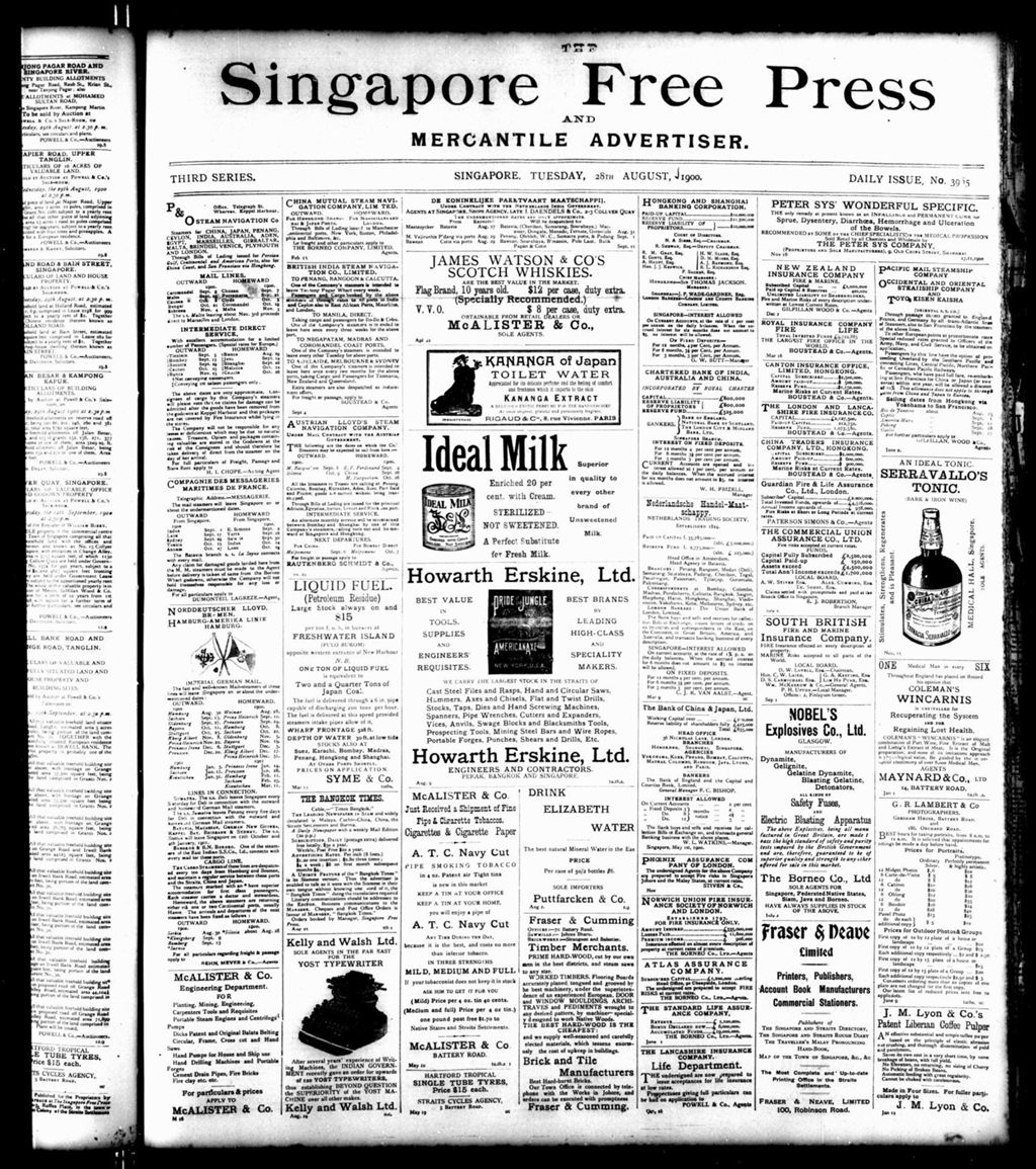 Miniature of Singapore Free Press and Mercantile Advertiser 28 August 1900