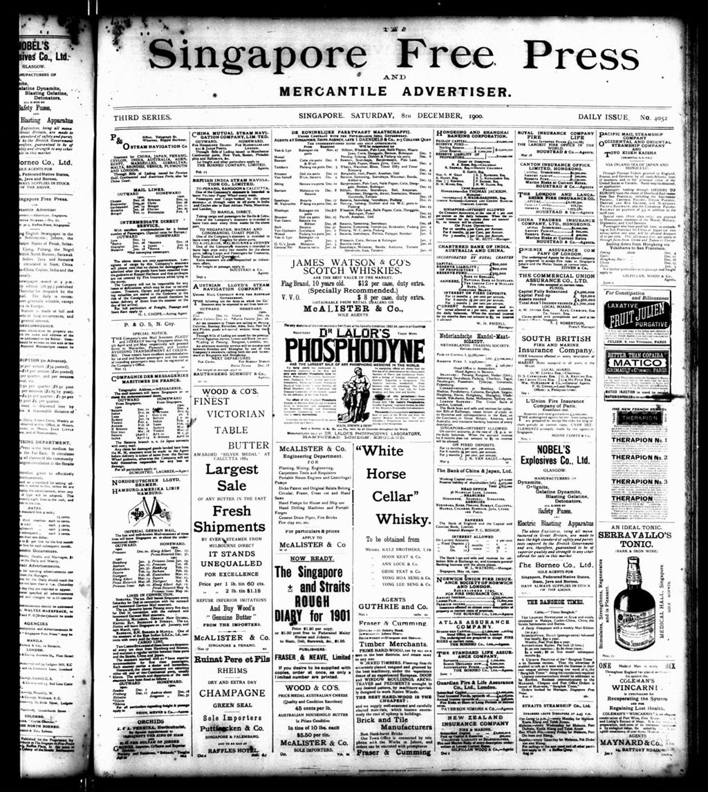 Miniature of Singapore Free Press and Mercantile Advertiser 08 December 1900