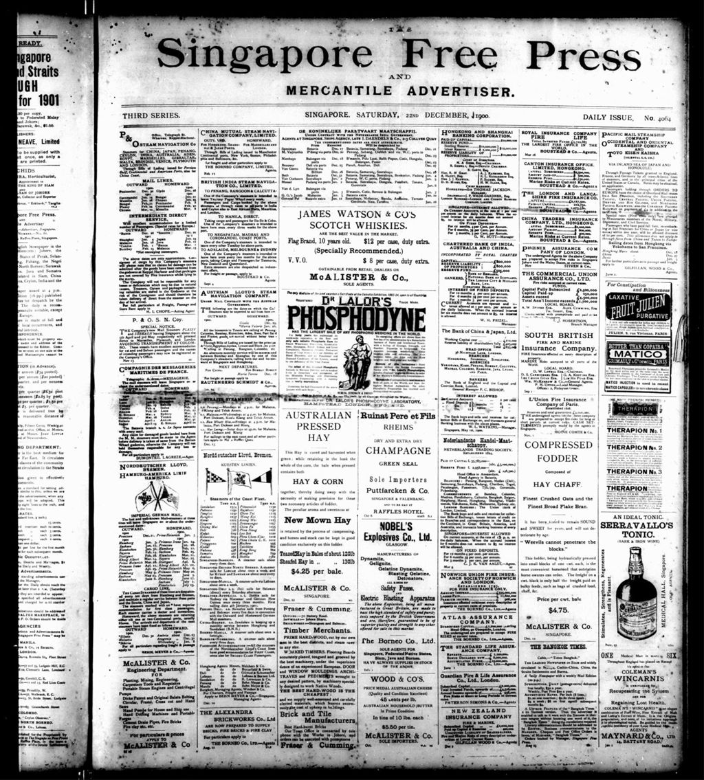 Miniature of Singapore Free Press and Mercantile Advertiser 22 December 1900