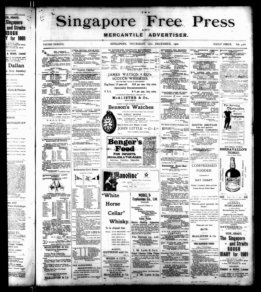 Miniature of Singapore Free Press and Mercantile Advertiser 27 December 1900