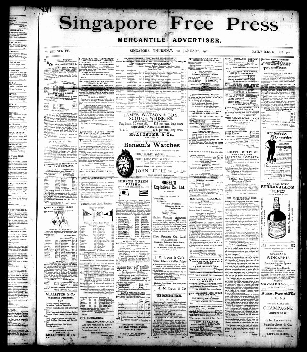 Miniature of Singapore Free Press and Mercantile Advertiser 03 January 1901