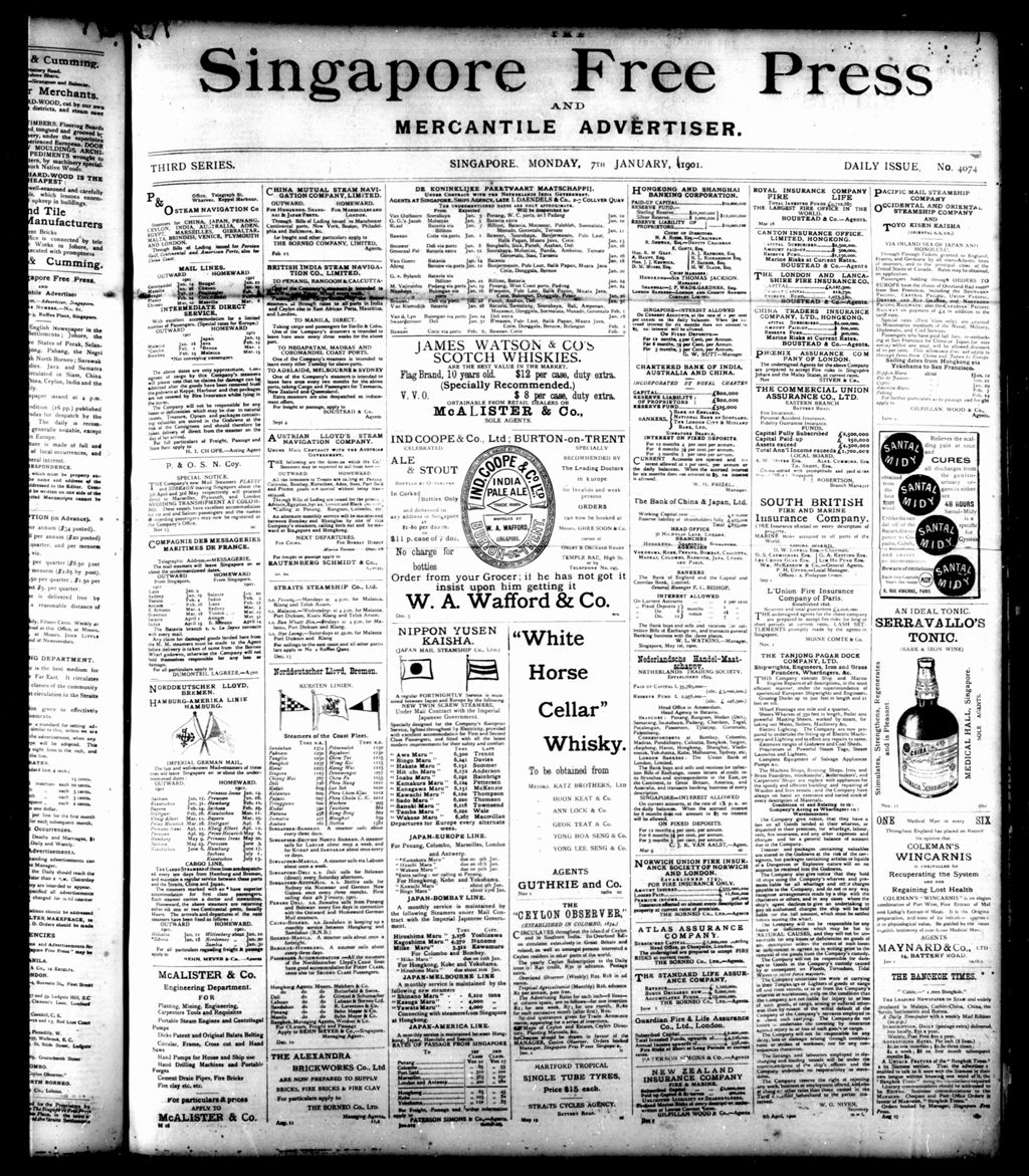 Miniature of Singapore Free Press and Mercantile Advertiser 07 January 1901