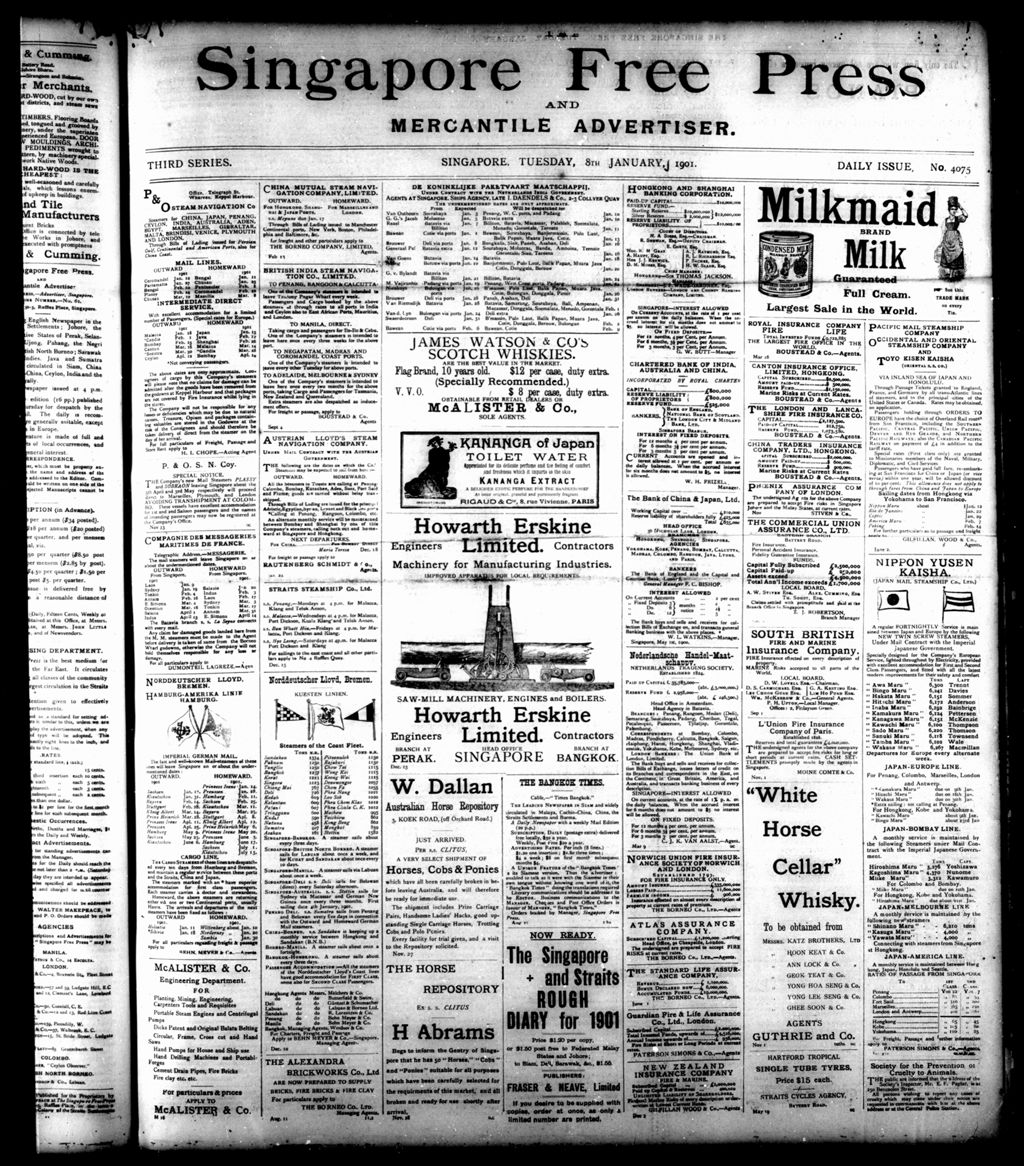 Miniature of Singapore Free Press and Mercantile Advertiser 08 January 1901