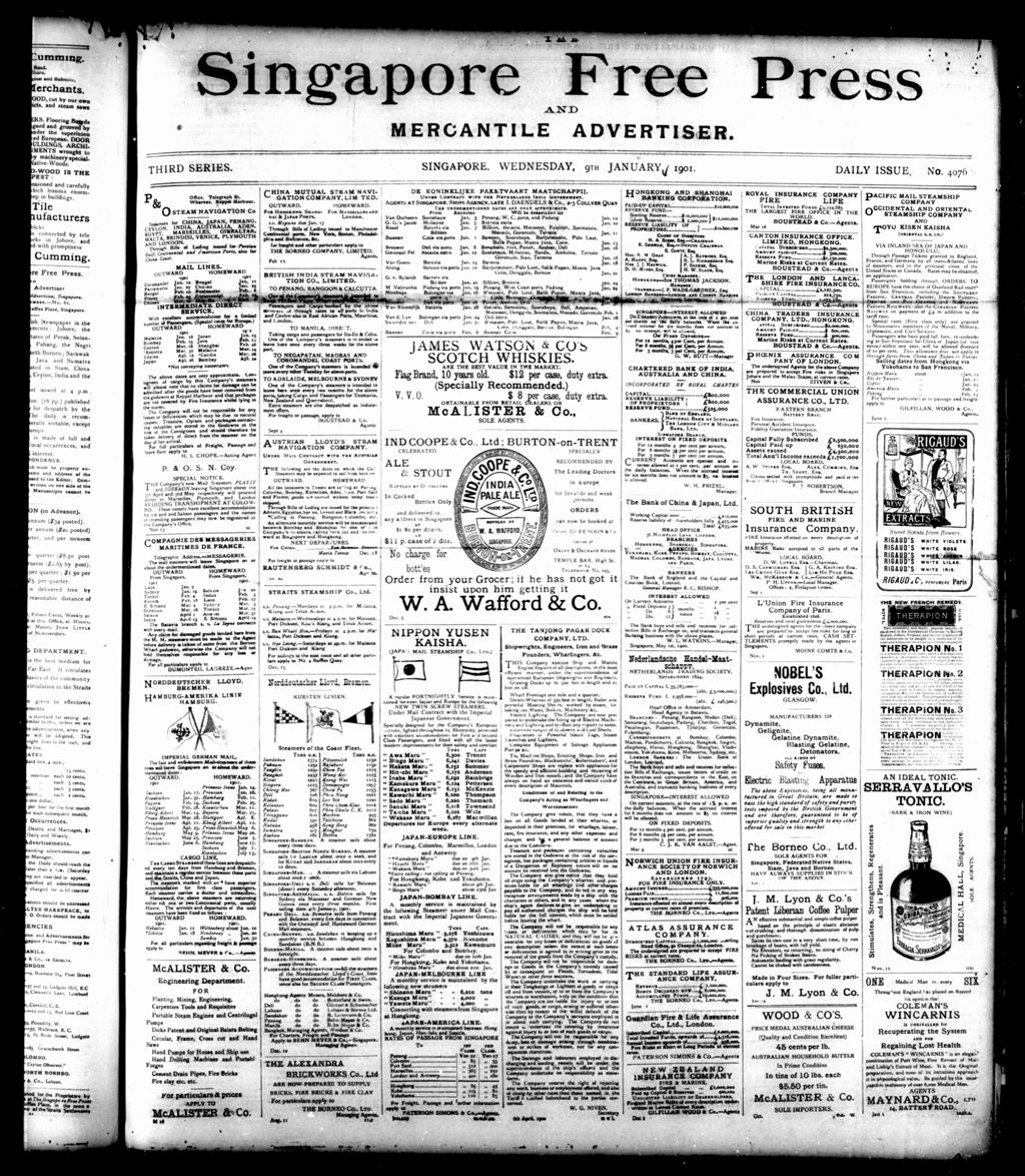 Miniature of Singapore Free Press and Mercantile Advertiser 09 January 1901