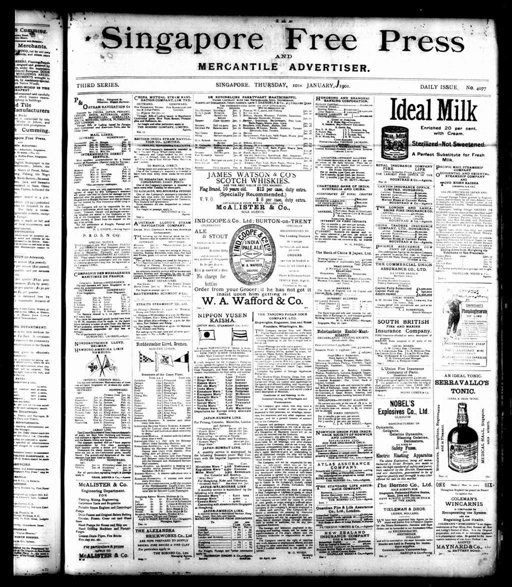 Miniature of Singapore Free Press and Mercantile Advertiser 10 January 1901