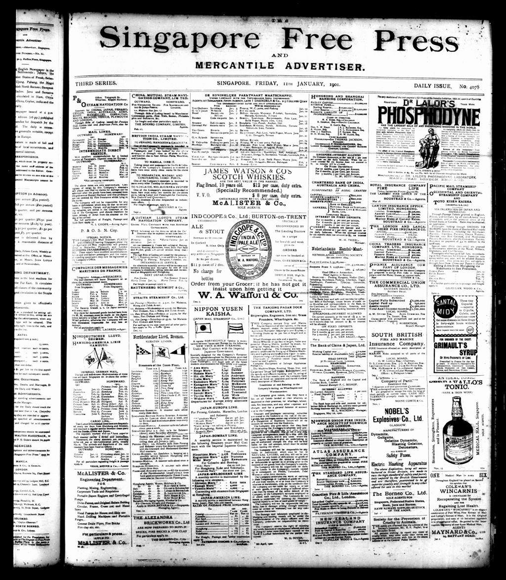 Miniature of Singapore Free Press and Mercantile Advertiser 11 January 1901