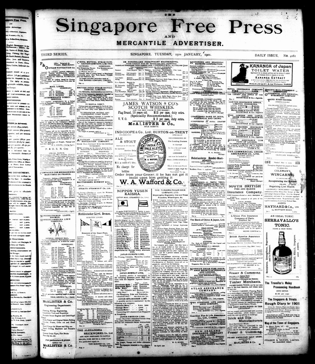 Miniature of Singapore Free Press and Mercantile Advertiser 15 January 1901