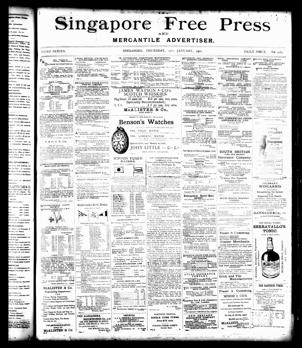 Miniature of Singapore Free Press and Mercantile Advertiser 17 January 1901