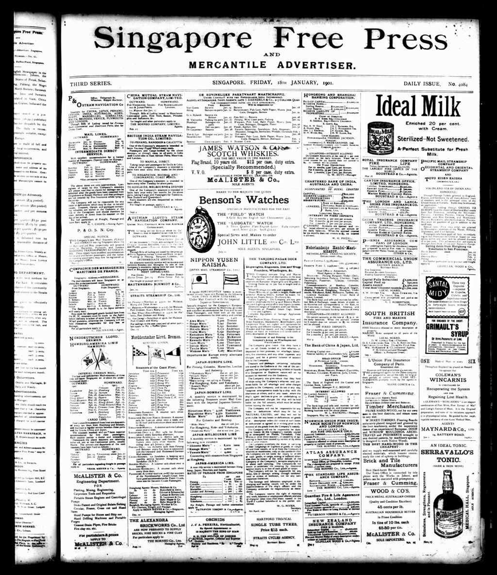 Miniature of Singapore Free Press and Mercantile Advertiser 18 January 1901