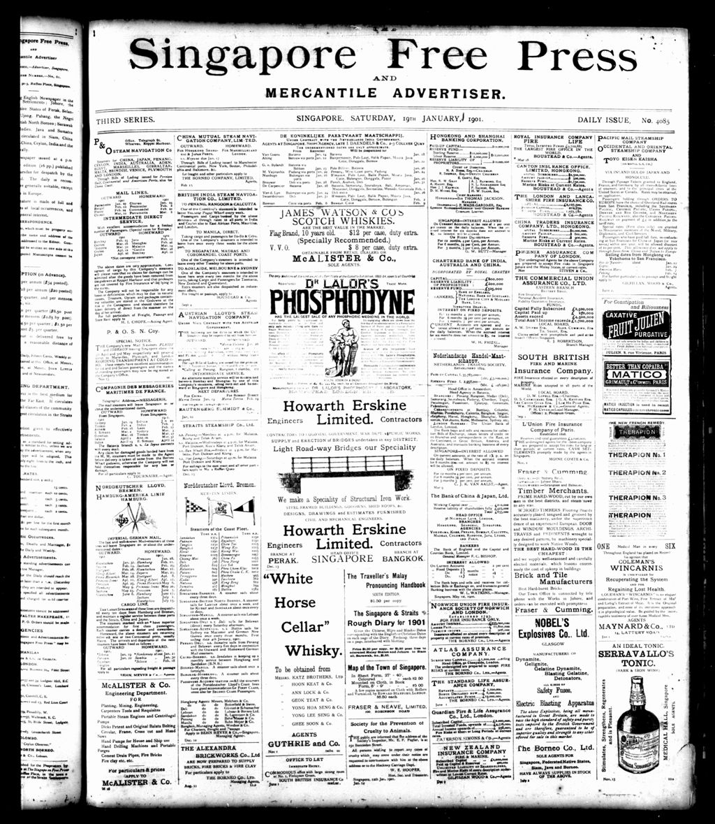 Miniature of Singapore Free Press and Mercantile Advertiser 19 January 1901