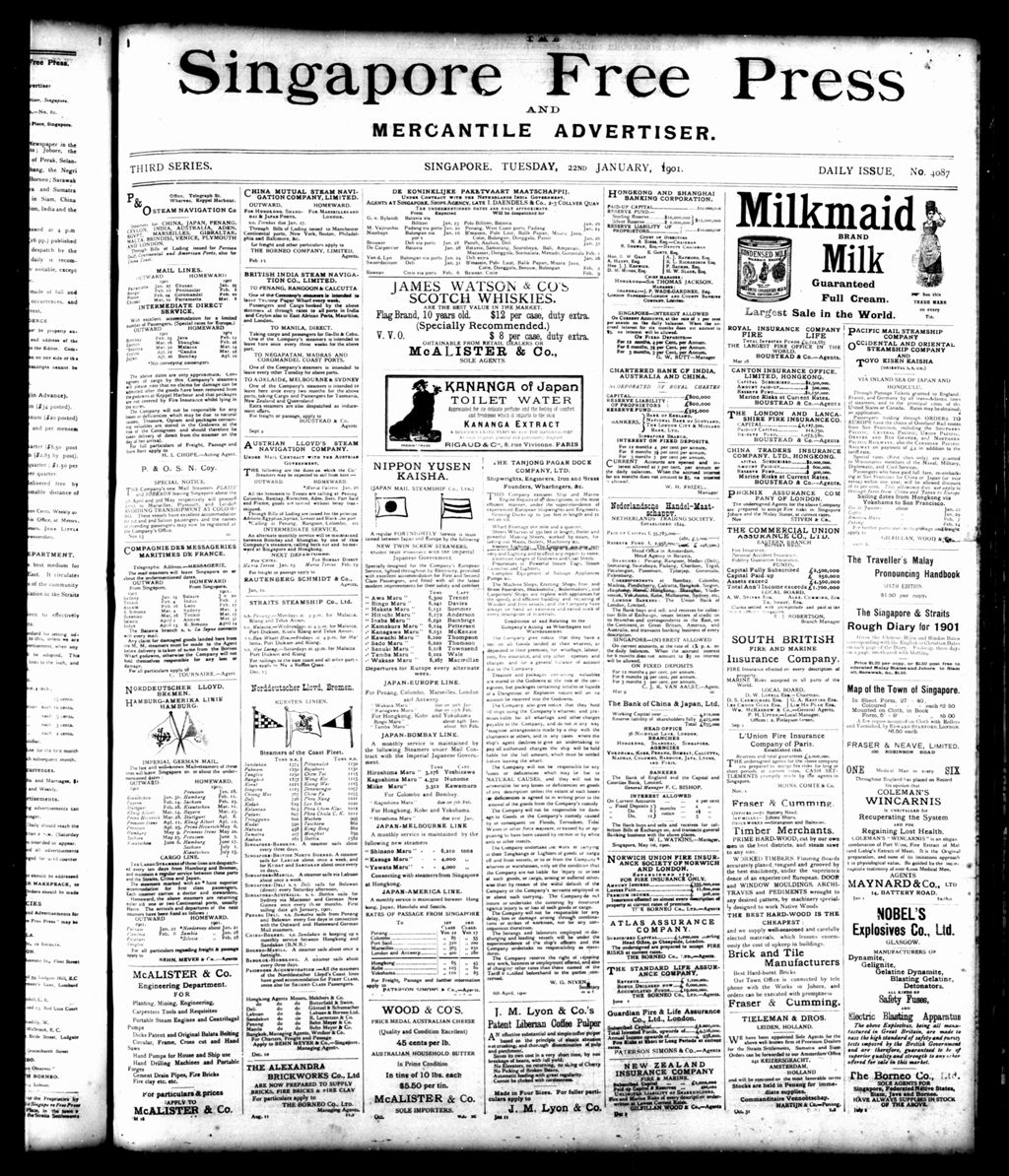 Miniature of Singapore Free Press and Mercantile Advertiser 22 January 1901