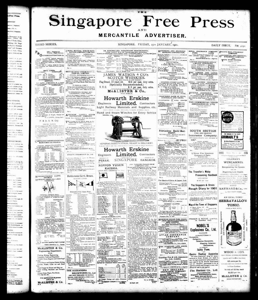 Miniature of Singapore Free Press and Mercantile Advertiser 25 January 1901