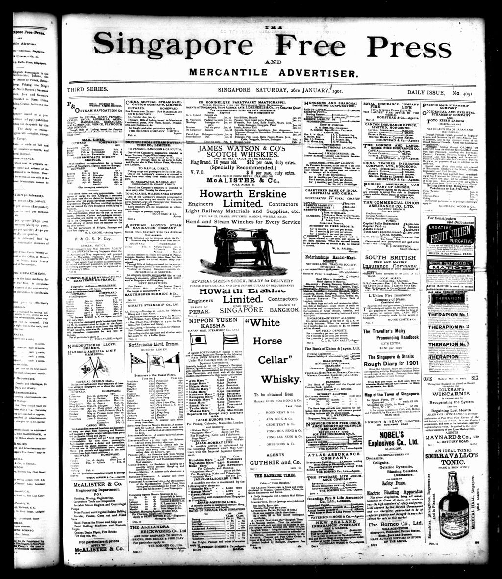 Miniature of Singapore Free Press and Mercantile Advertiser 26 January 1901