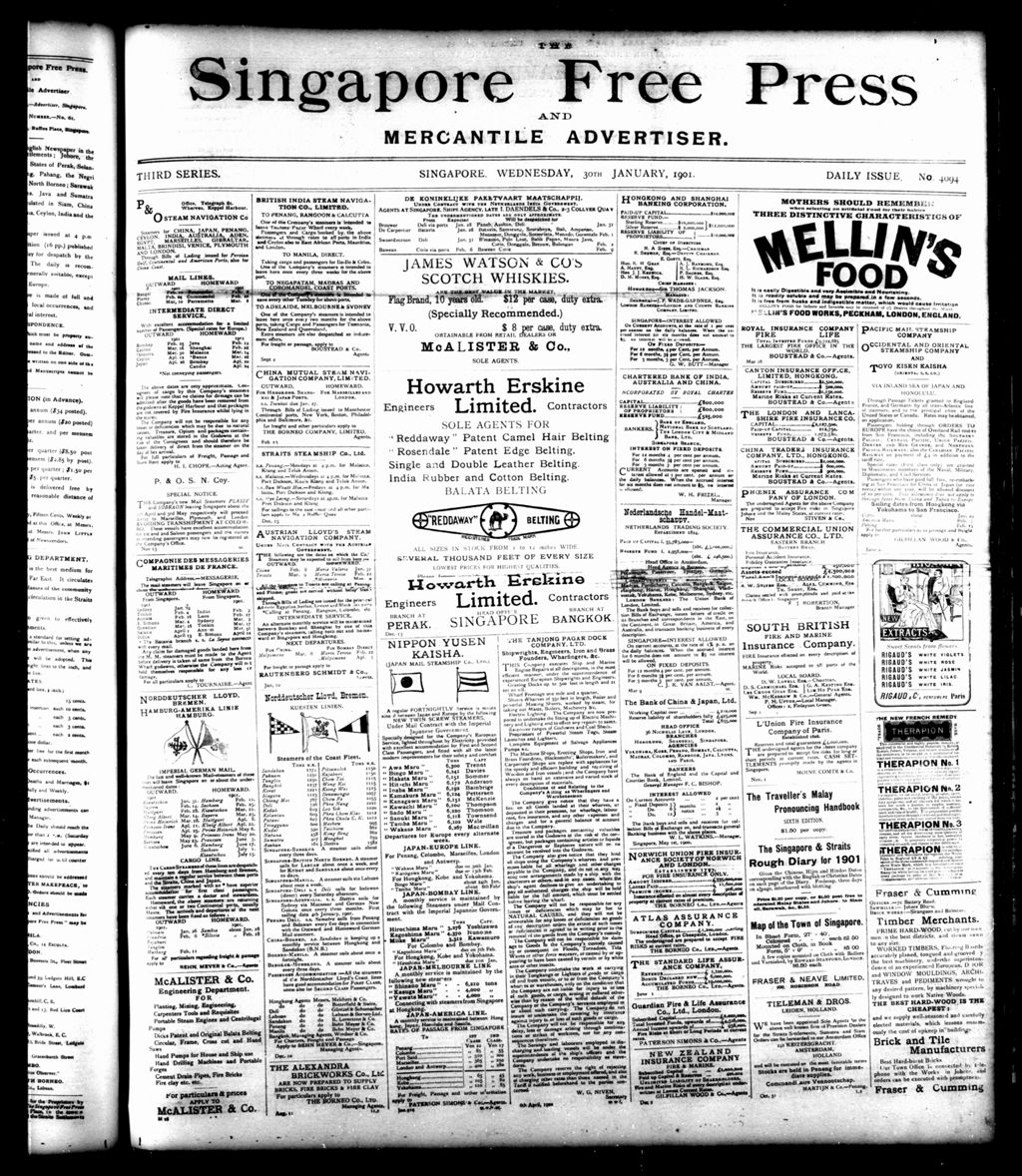 Miniature of Singapore Free Press and Mercantile Advertiser 30 January 1901