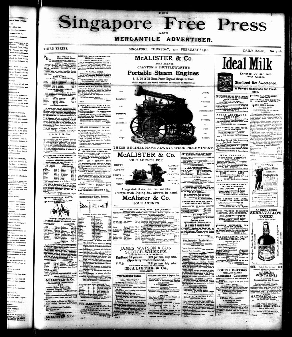 Miniature of Singapore Free Press and Mercantile Advertiser 14 February 1901