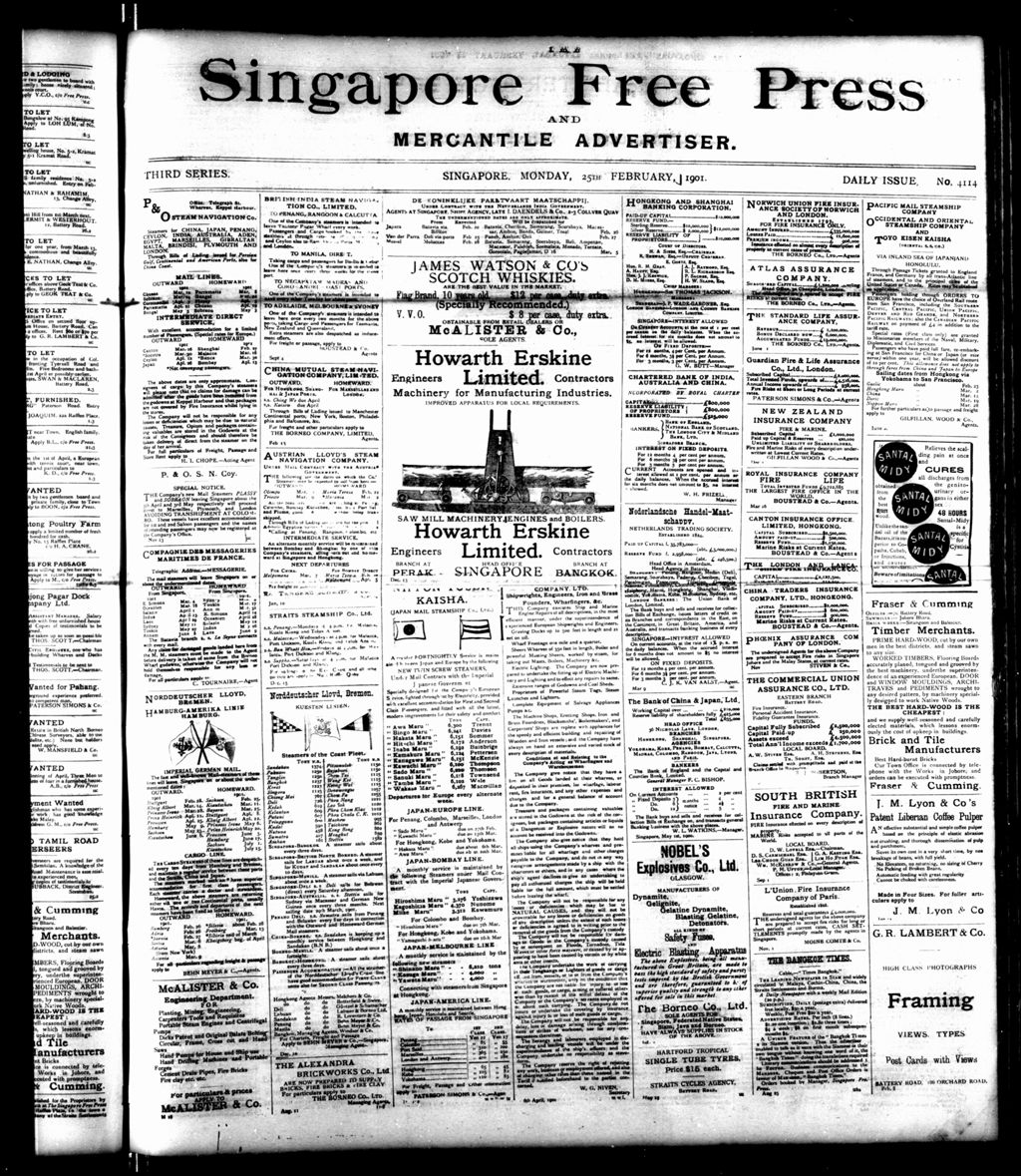 Miniature of Singapore Free Press and Mercantile Advertiser 25 February 1901