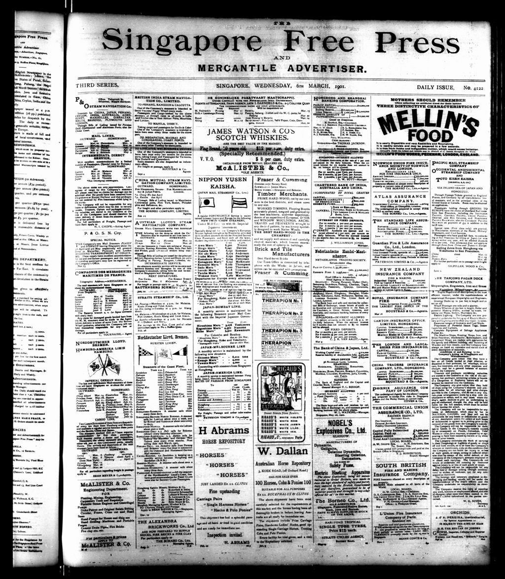 Miniature of Singapore Free Press and Mercantile Advertiser 06 March 1901