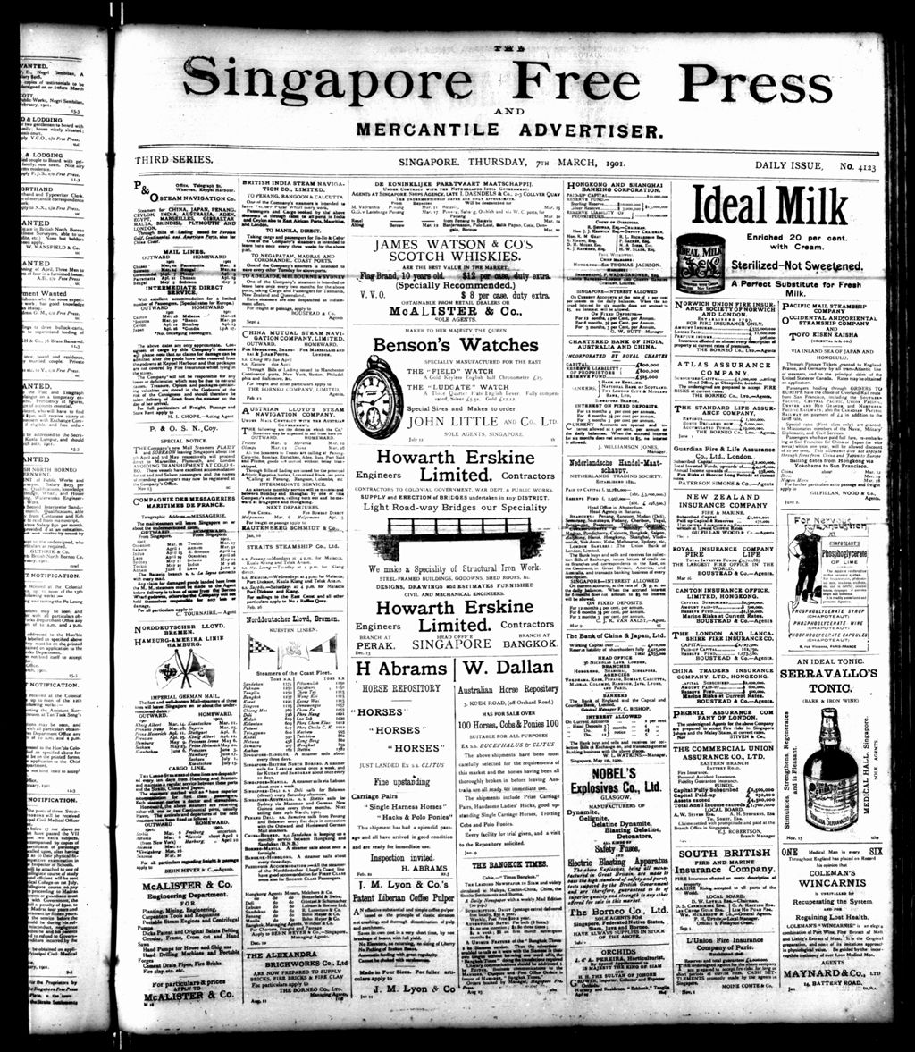 Miniature of Singapore Free Press and Mercantile Advertiser 07 March 1901