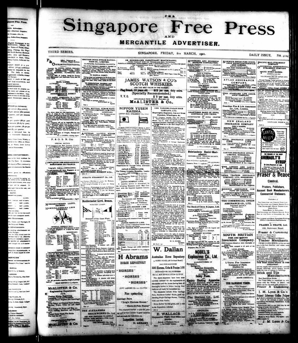 Miniature of Singapore Free Press and Mercantile Advertiser 08 March 1901