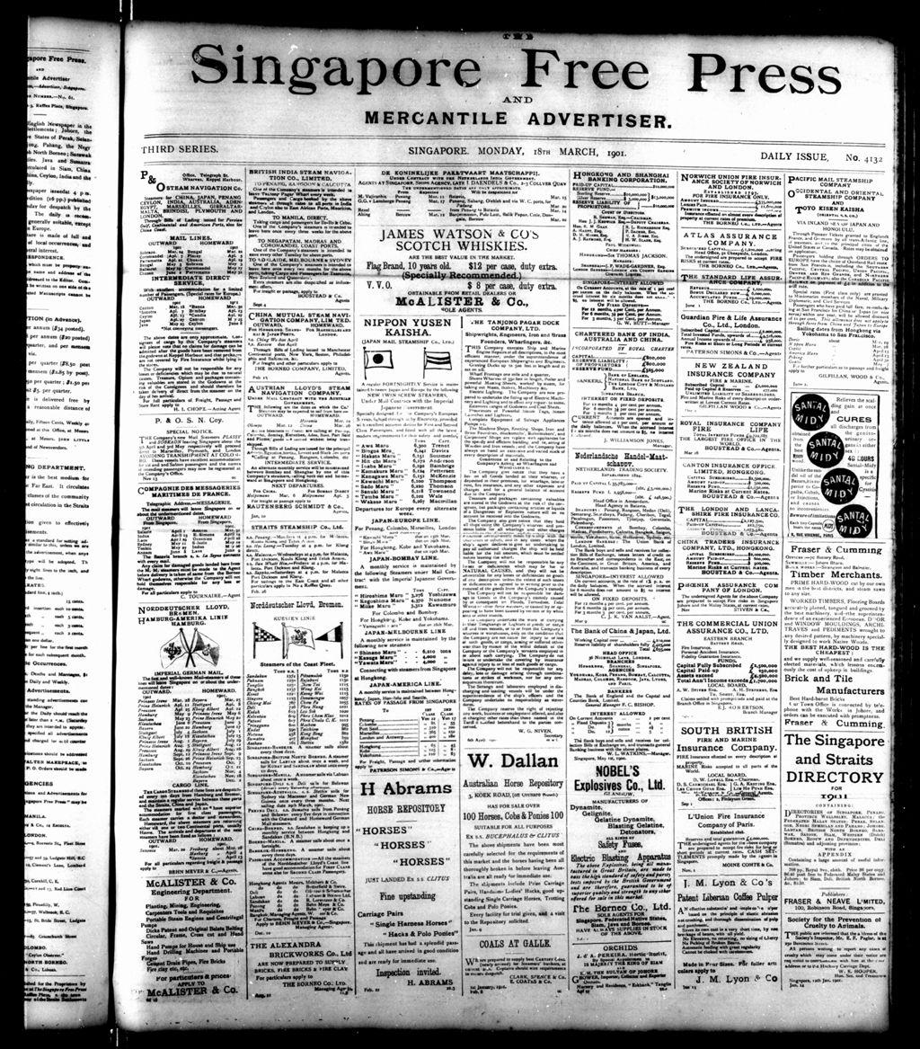 Miniature of Singapore Free Press and Mercantile Advertiser 18 March 1901