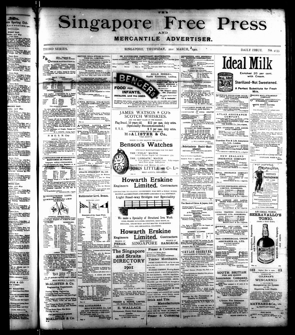 Miniature of Singapore Free Press and Mercantile Advertiser 21 March 1901