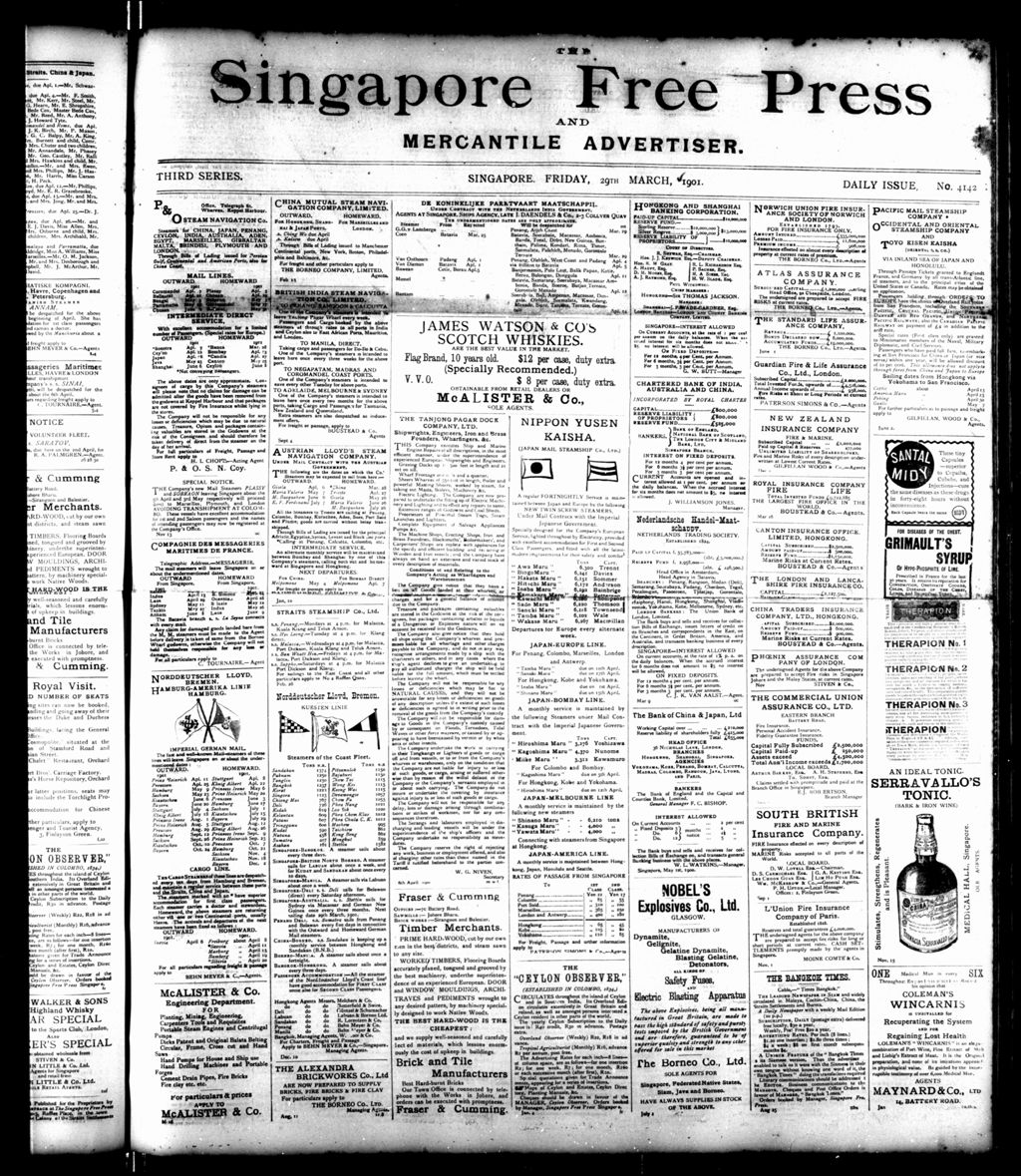 Miniature of Singapore Free Press and Mercantile Advertiser 29 March 1901