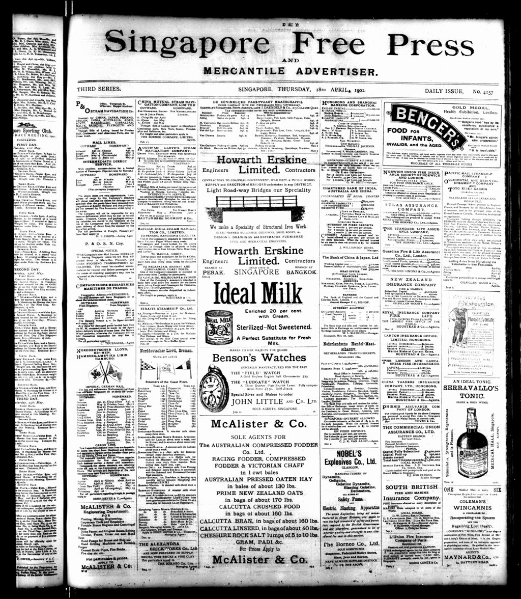 Miniature of Singapore Free Press and Mercantile Advertiser 18 April 1901