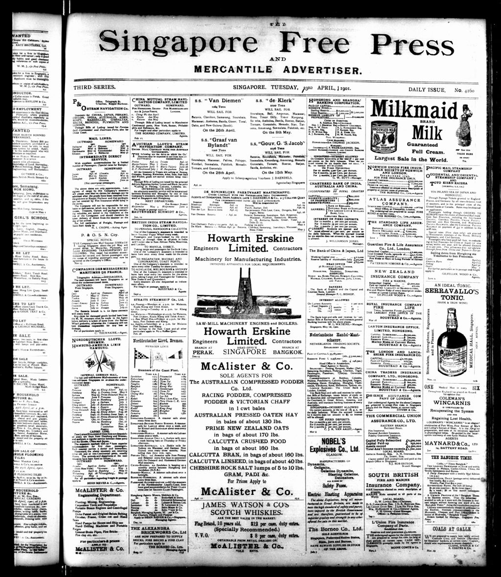 Miniature of Singapore Free Press and Mercantile Advertiser 23 April 1901