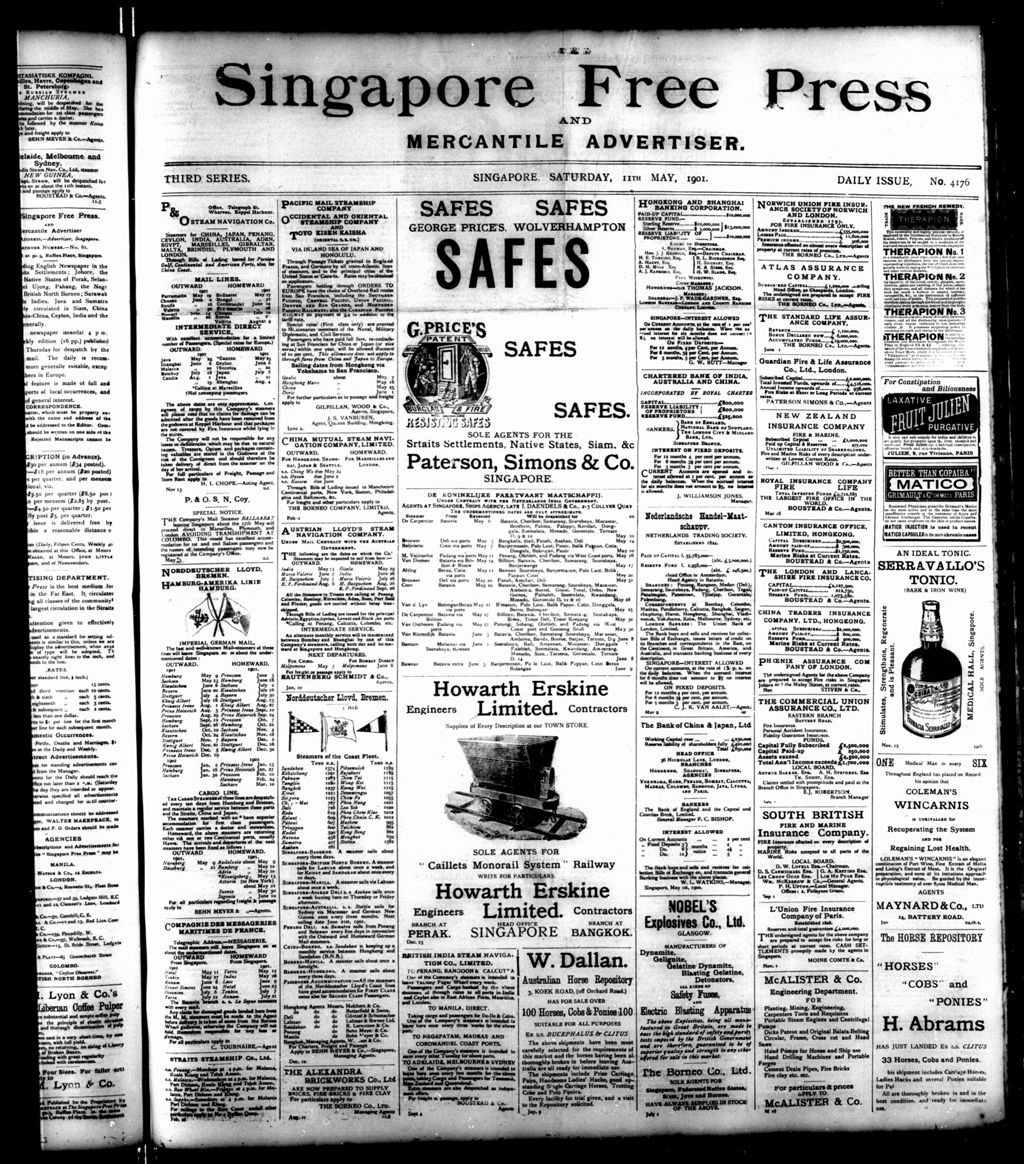 Miniature of Singapore Free Press and Mercantile Advertiser 11 May 1901