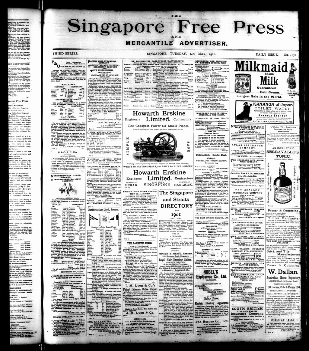 Miniature of Singapore Free Press and Mercantile Advertiser 14 May 1901