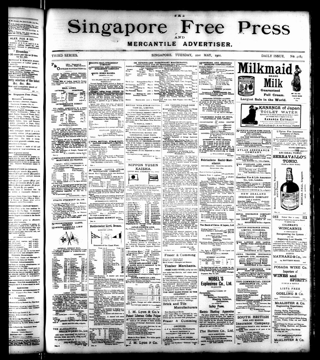 Miniature of Singapore Free Press and Mercantile Advertiser 21 May 1901