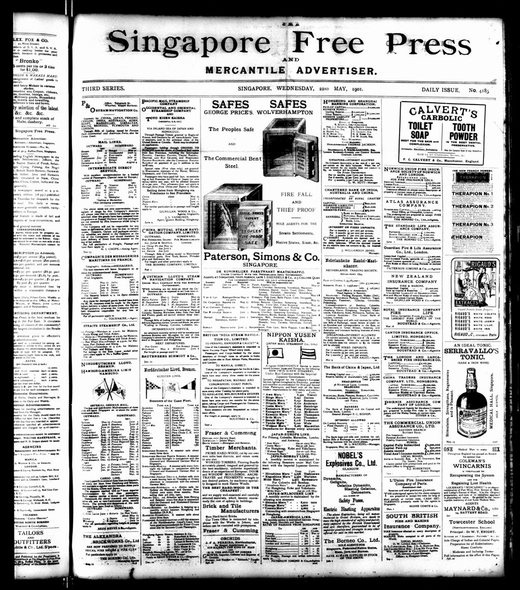 Miniature of Singapore Free Press and Mercantile Advertiser 22 May 1901