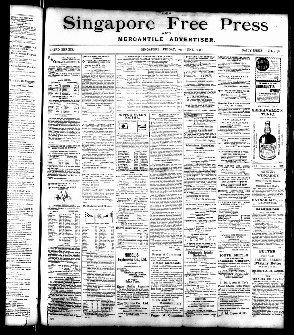 Miniature of Singapore Free Press and Mercantile Advertiser 07 June 1901