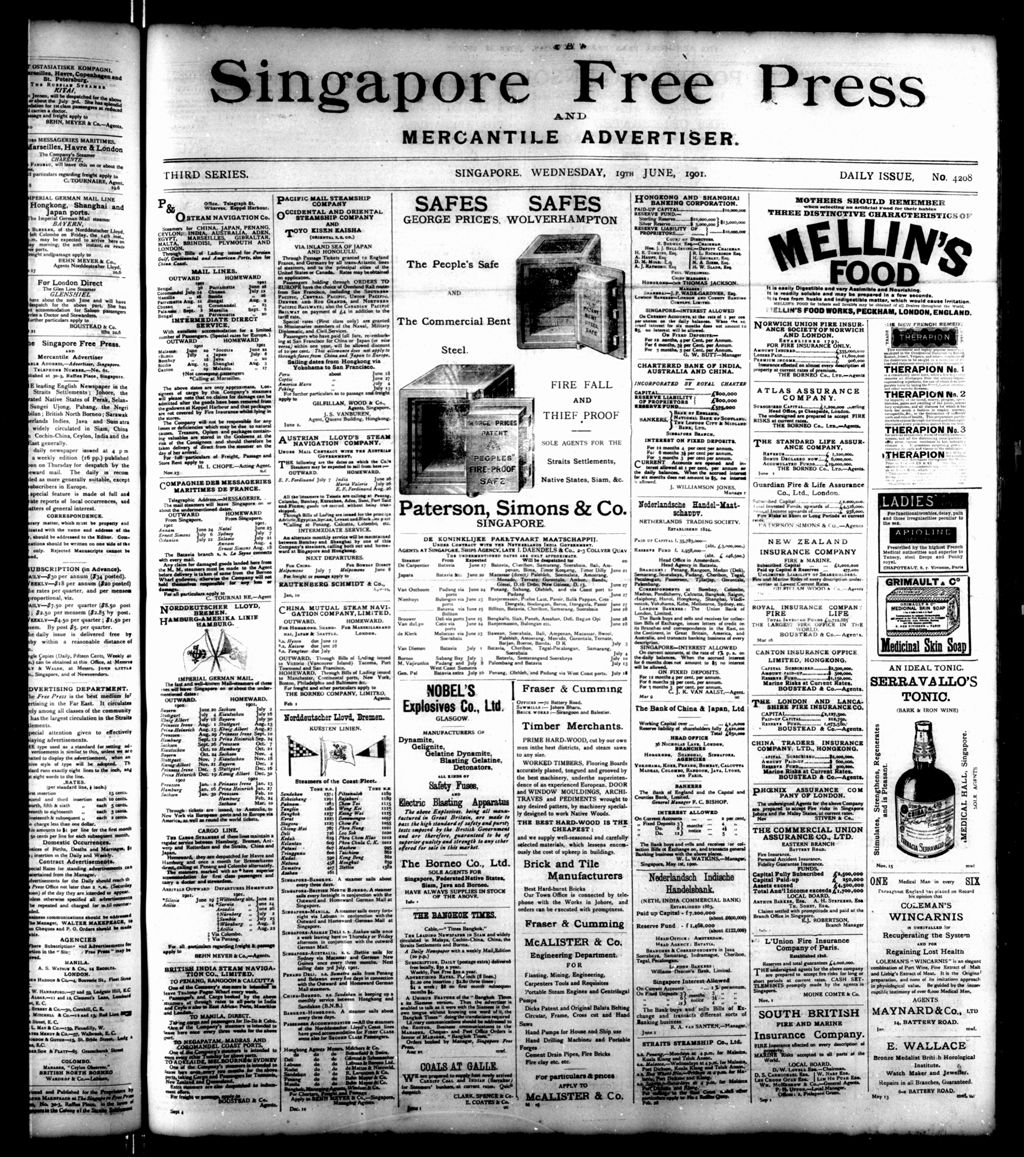 Miniature of Singapore Free Press and Mercantile Advertiser 19 June 1901