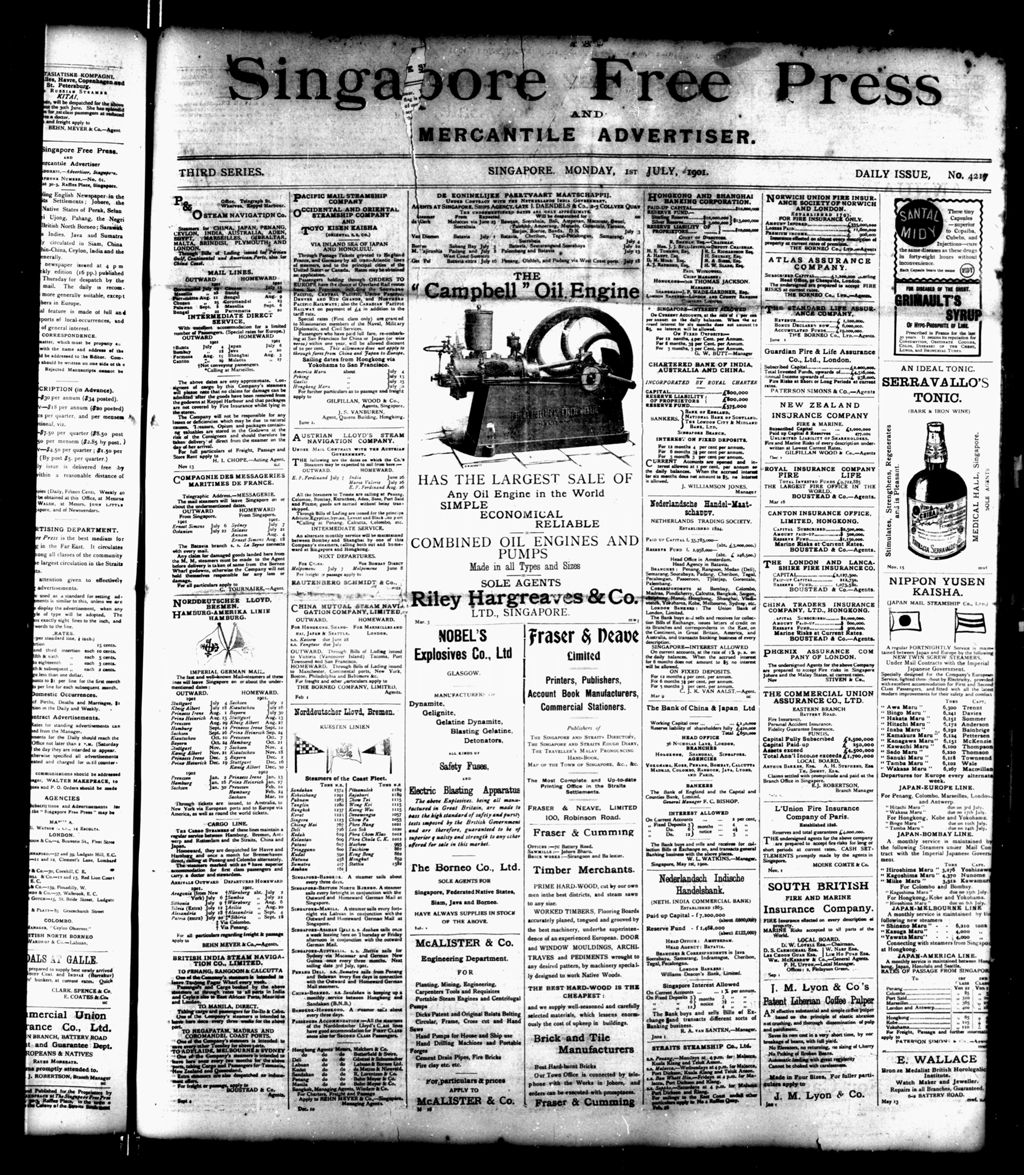 Miniature of Singapore Free Press and Mercantile Advertiser 01 July 1901