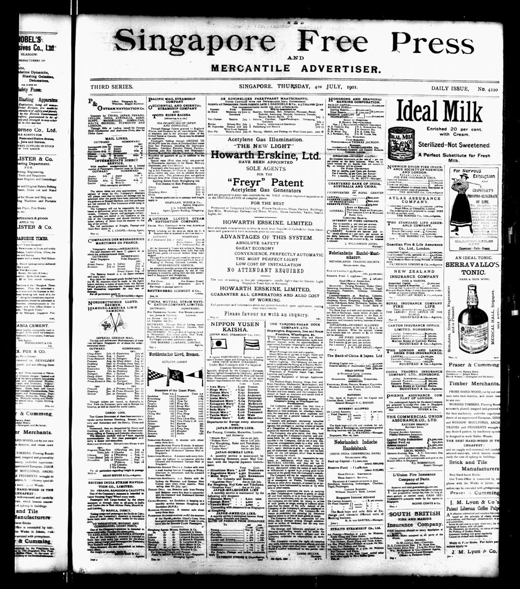 Miniature of Singapore Free Press and Mercantile Advertiser 04 July 1901