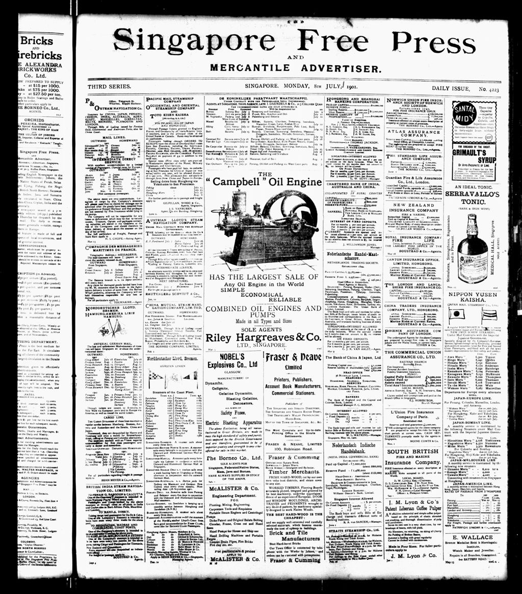 Miniature of Singapore Free Press and Mercantile Advertiser 08 July 1901