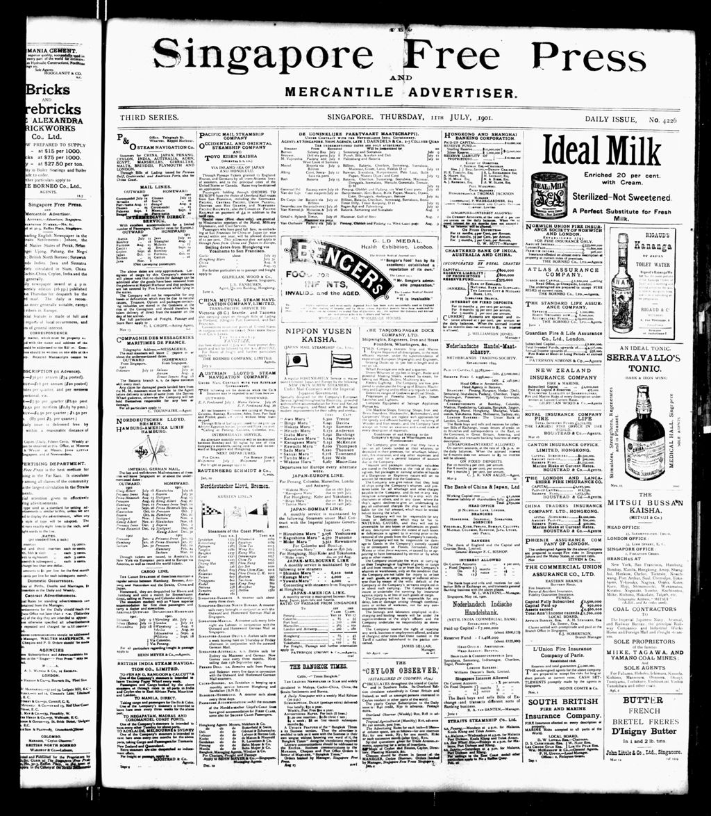 Miniature of Singapore Free Press and Mercantile Advertiser 11 July 1901