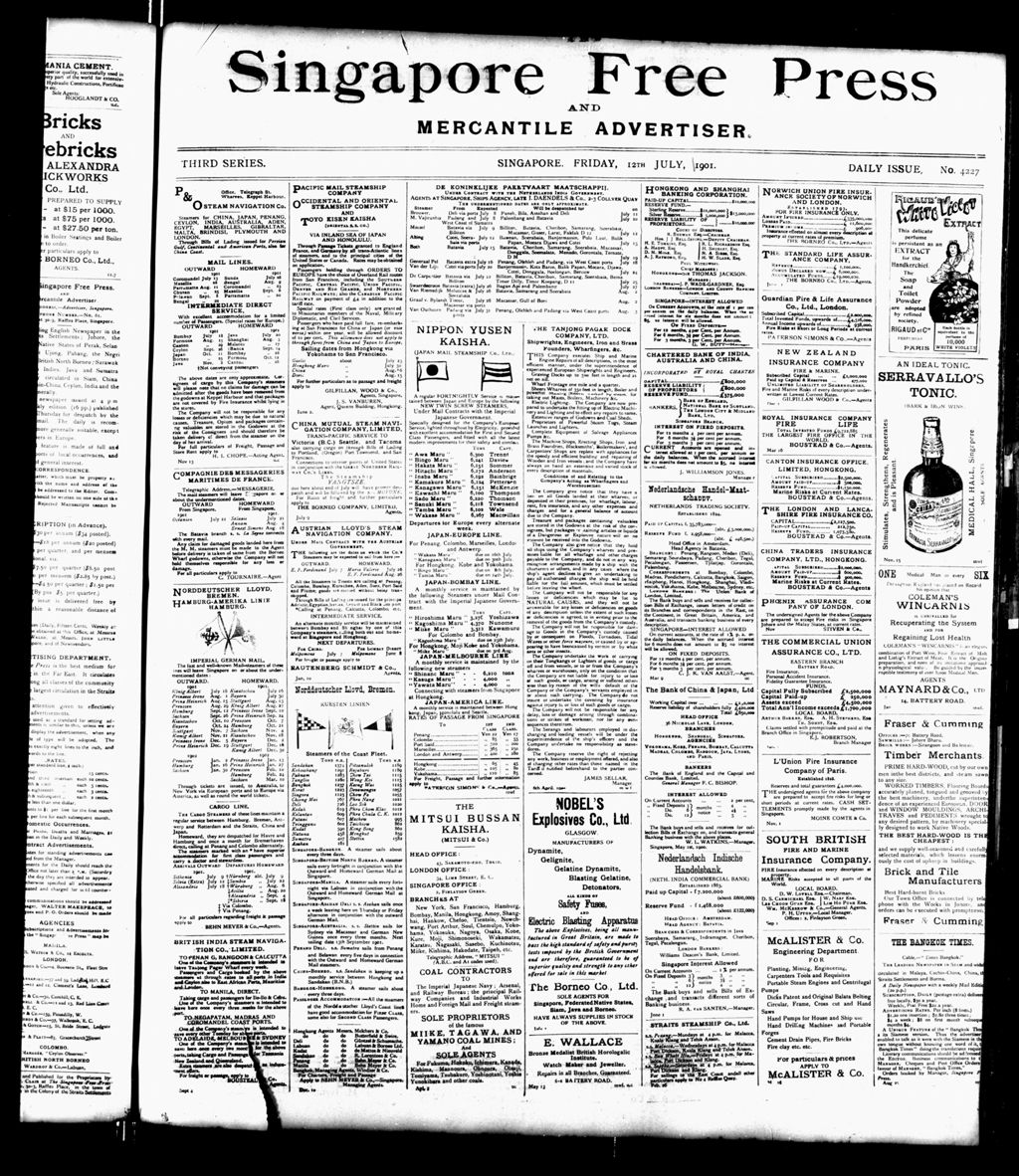 Miniature of Singapore Free Press and Mercantile Advertiser 12 July 1901