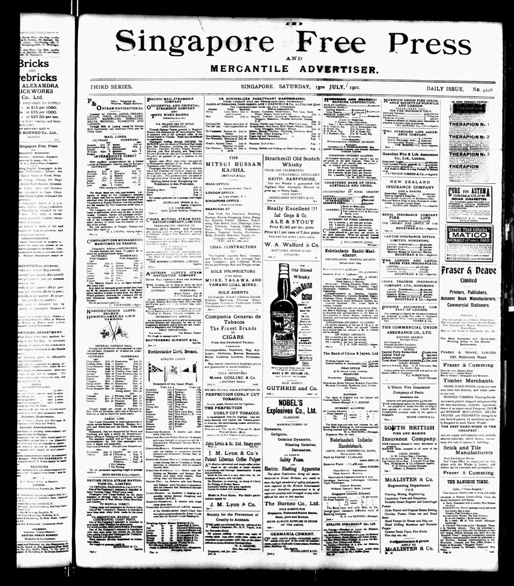 Miniature of Singapore Free Press and Mercantile Advertiser 13 July 1901