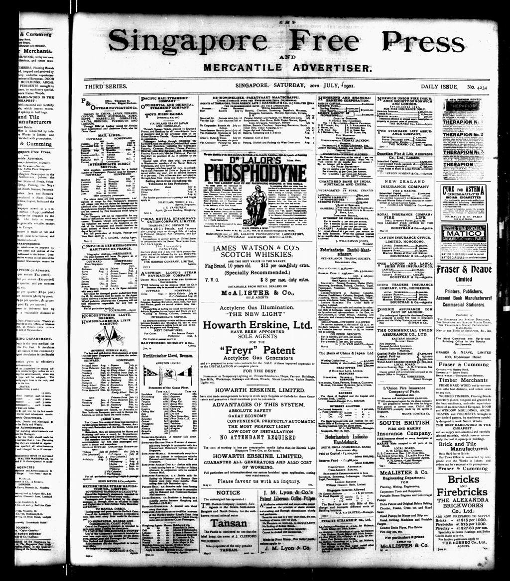 Miniature of Singapore Free Press and Mercantile Advertiser 20 July 1901