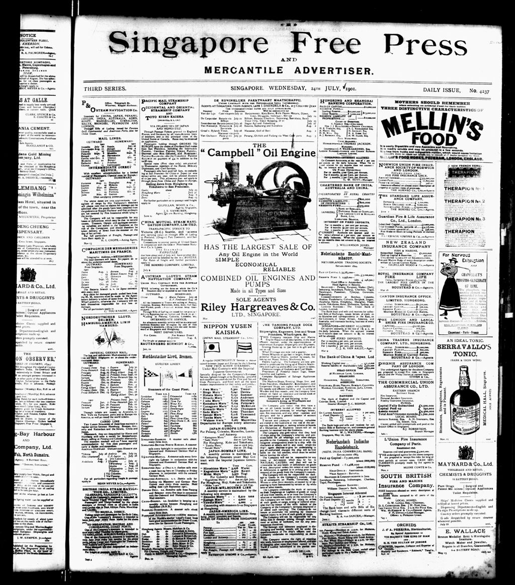 Miniature of Singapore Free Press and Mercantile Advertiser 24 July 1901